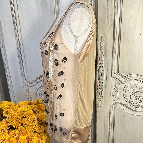 Andersen & Lauth Tan Sequin Embellished Tank Top - Picture 6 of 9